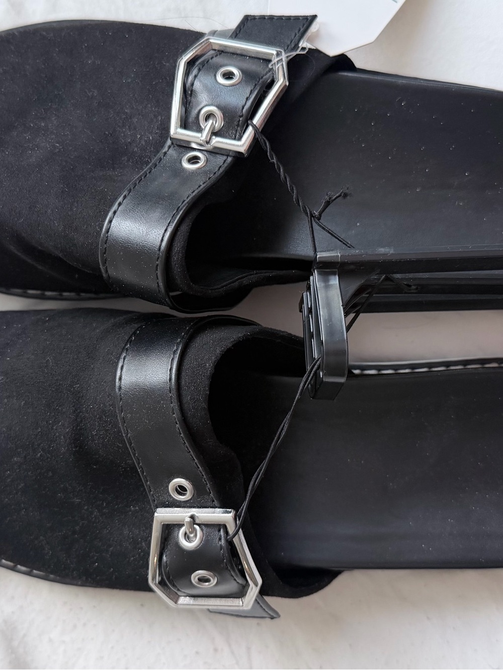 Time and Tru Black Buckle Slip-On Loafers
